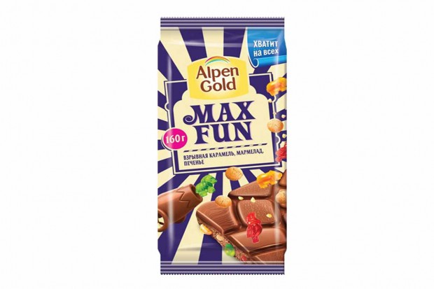 Шоколад Альпен Голд Max fun, взрывная карамель, 160 г